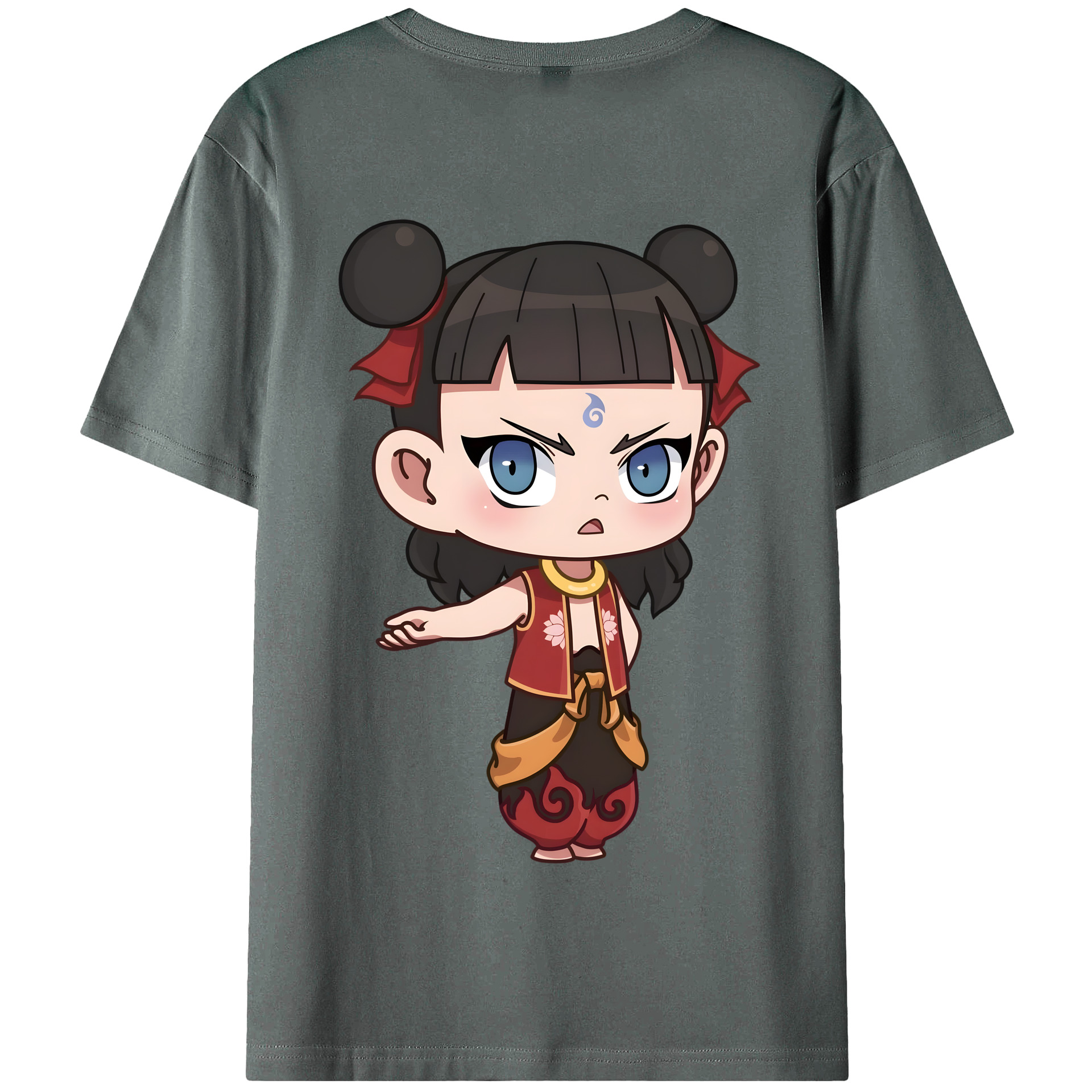 （画像用） Ne Zha 2 ナタ 魔童の大暴れ 綿100％半袖Tシャツ（背面プリント）